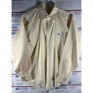 Brooks Brothers Button Down Dress Shirt Size Med Yellow White Men's DRY CLEANED
